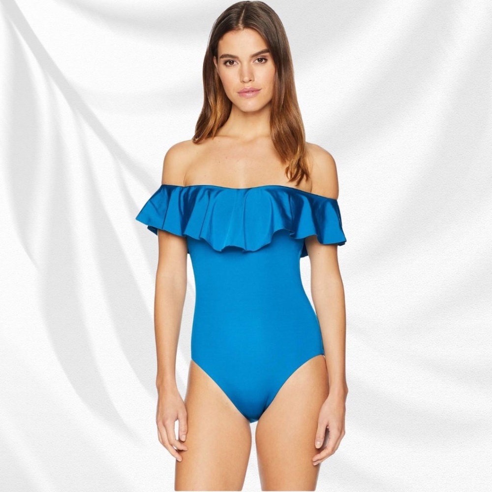 Trina Turk Getaway Solids Off-the-Shoulder Bandeau One-Piece Swimsuit Size 6